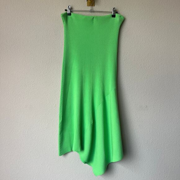 A.L.C. Jamie Ribbed Asymmetrical Midi Skirt in Green Size XS - Picture 2 of 5